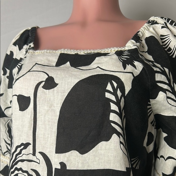 Nicole Miller Women’s Crop  Top Blouse 100% Linen 3/4 Sleeves Size Medium NWT - Picture 2 of 10